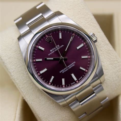 rolex 114200 grape dial|Rolex Oyster Perpetual 34 Red Grape Dial 114200 Rolex Watch .